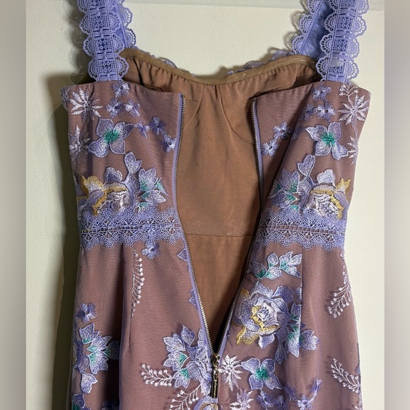 Bronx and Banco NWOT Eva Midi Dress in Lilac Floral Embroidery Size XS US 2 - Picture 11 of 14